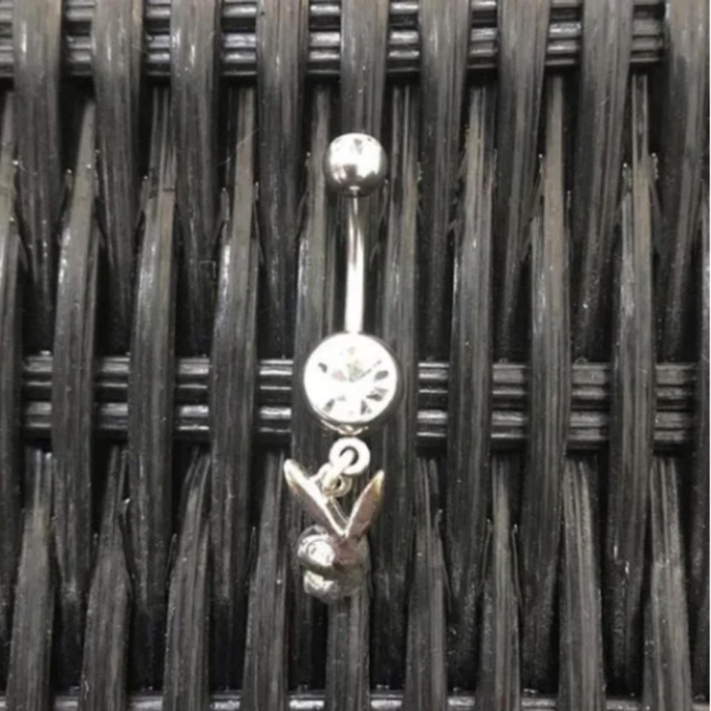 playboy silver bunny belly button navel ring